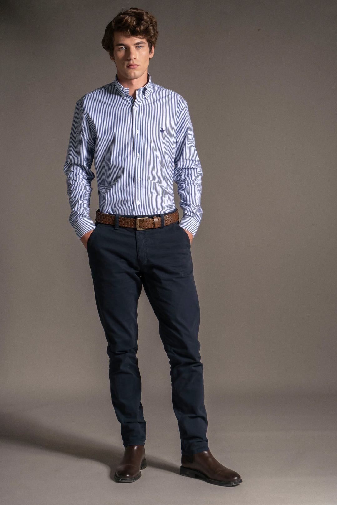 Camisa Rayas Taylor Hombre Azul Oscuro