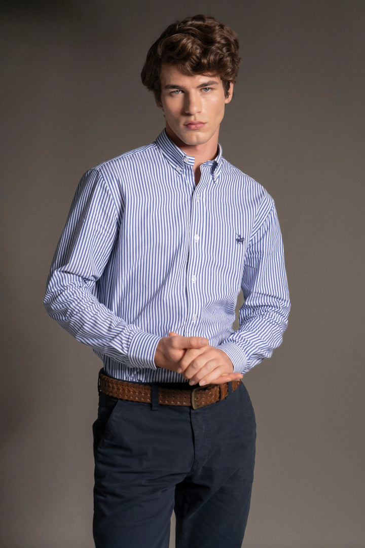 Camisa Rayas Taylor Hombre Azul Oscuro