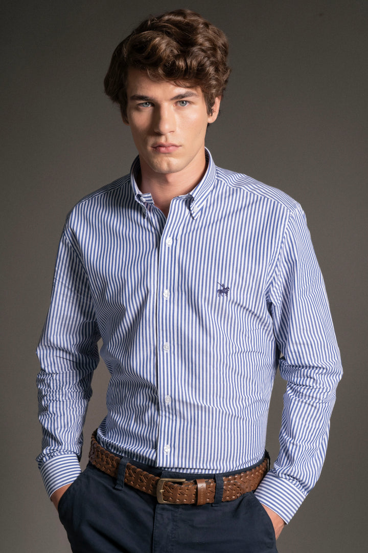 Camisa Rayas Taylor Hombre Azul Oscuro