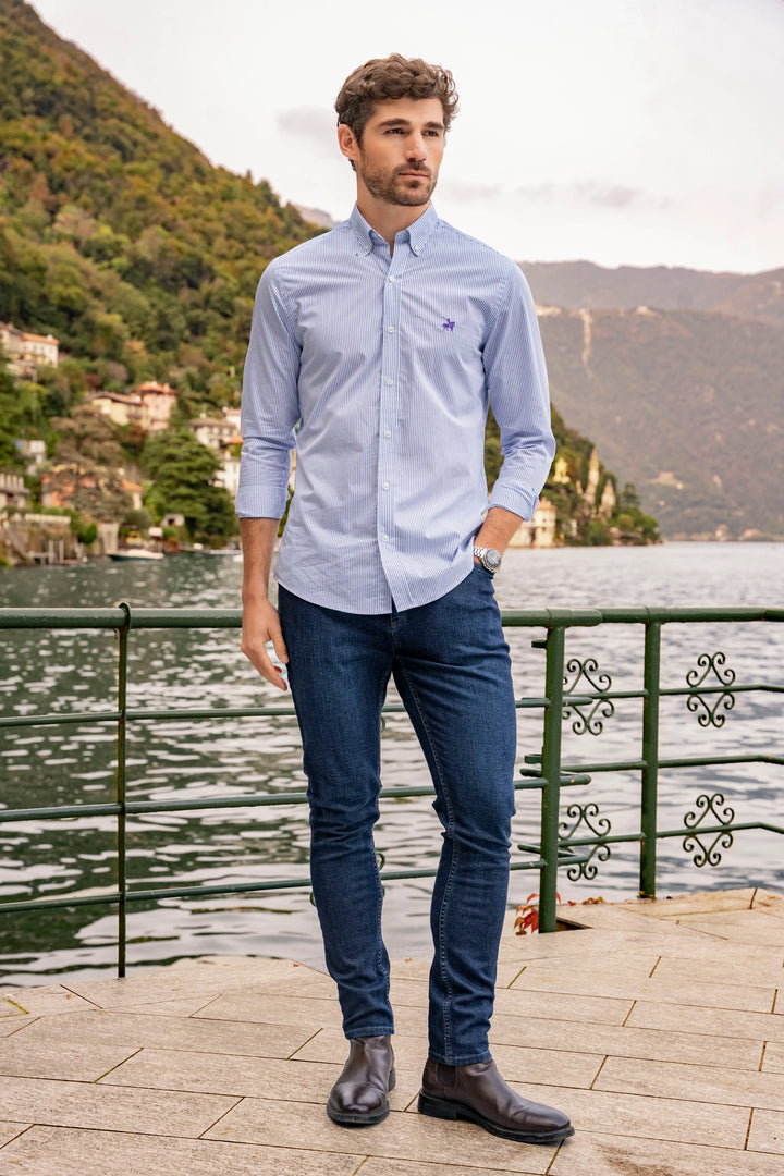 Camisa Rayas Toscana Hombre Azul Claro