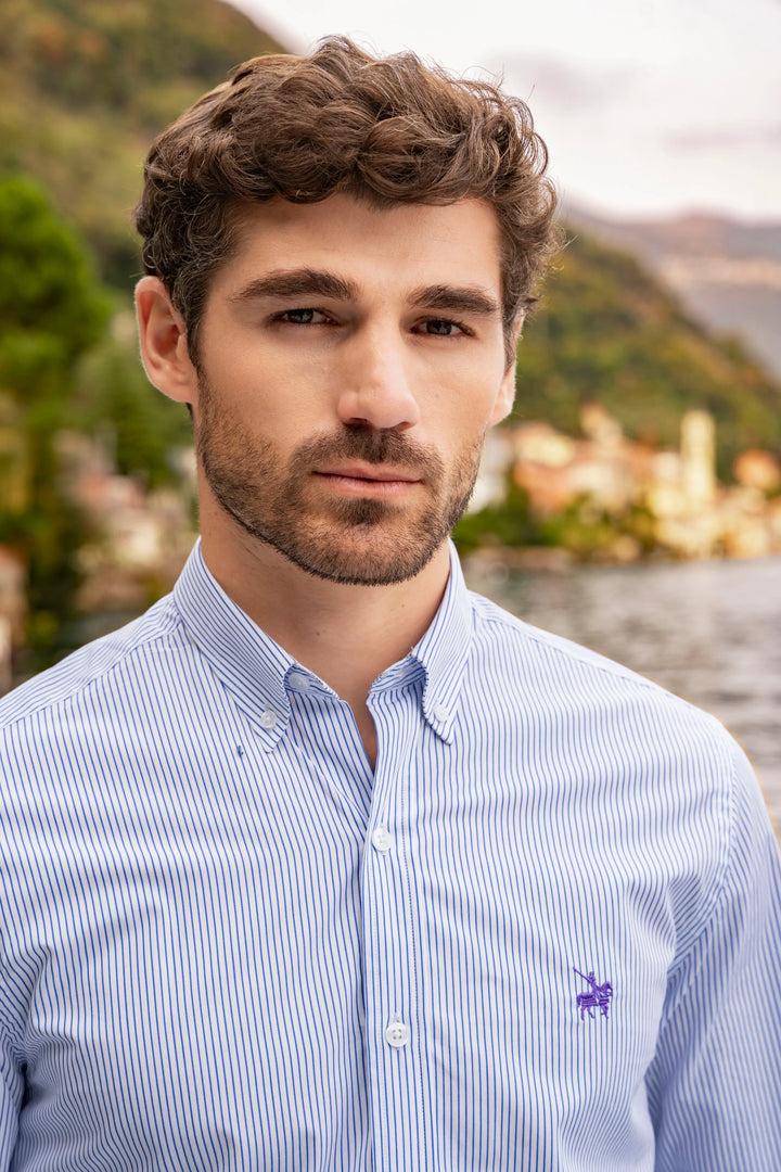 Camisa Rayas Toscana Hombre Azul Claro
