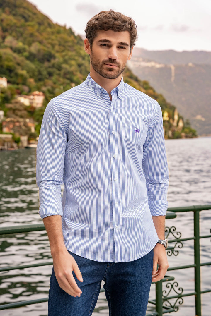 Camisa Rayas Toscana Hombre Azul Claro
