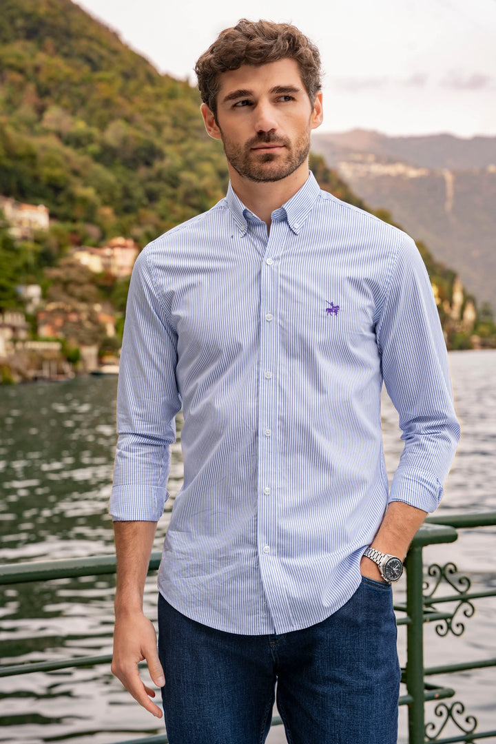 Camisa Rayas Toscana Hombre Azul Claro