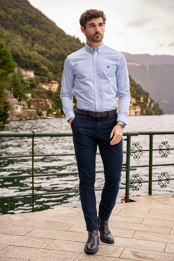 Camisa Rayas Toscana Hombre Azul Oscuro