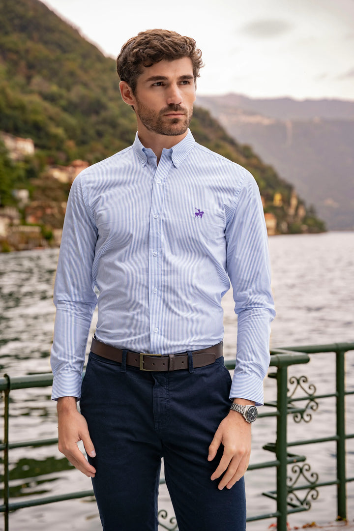 Camisa Rayas Toscana Hombre Azul Oscuro