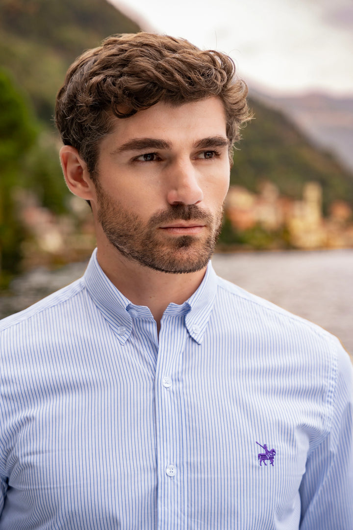 Camisa Rayas Toscana Hombre Azul Oscuro