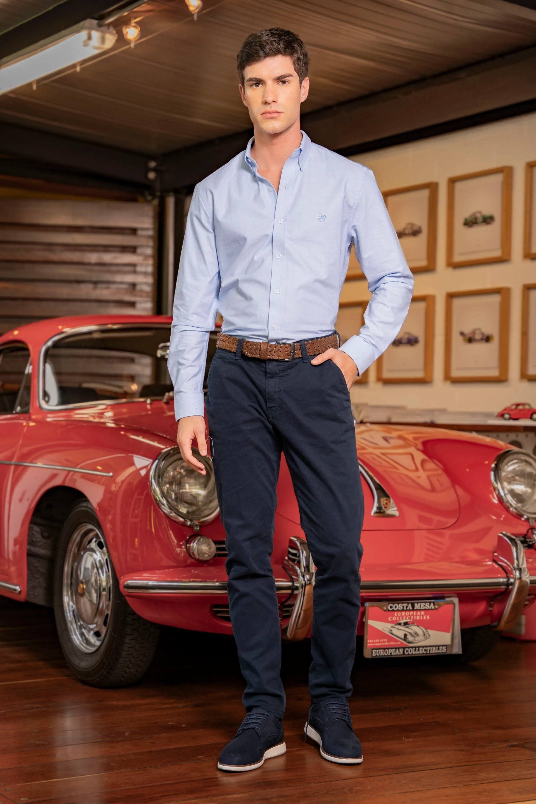 Camisa Oxford Pima Hombre Azul Claro