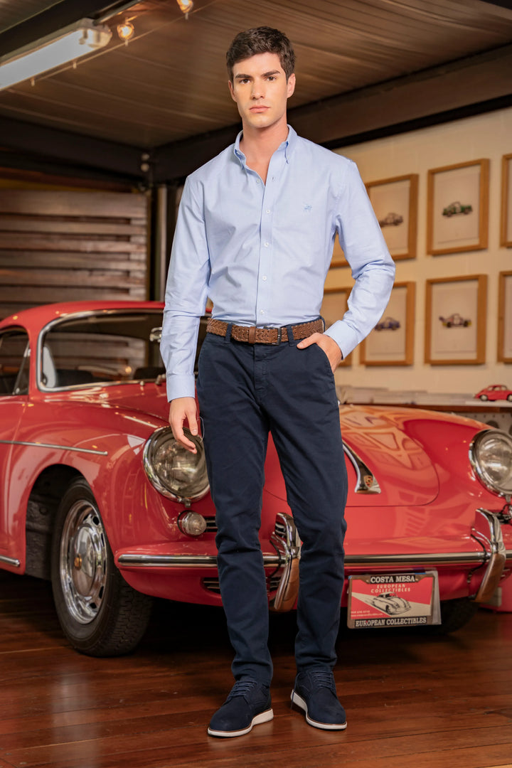 Camisa Oxford Pima Hombre Azul Claro