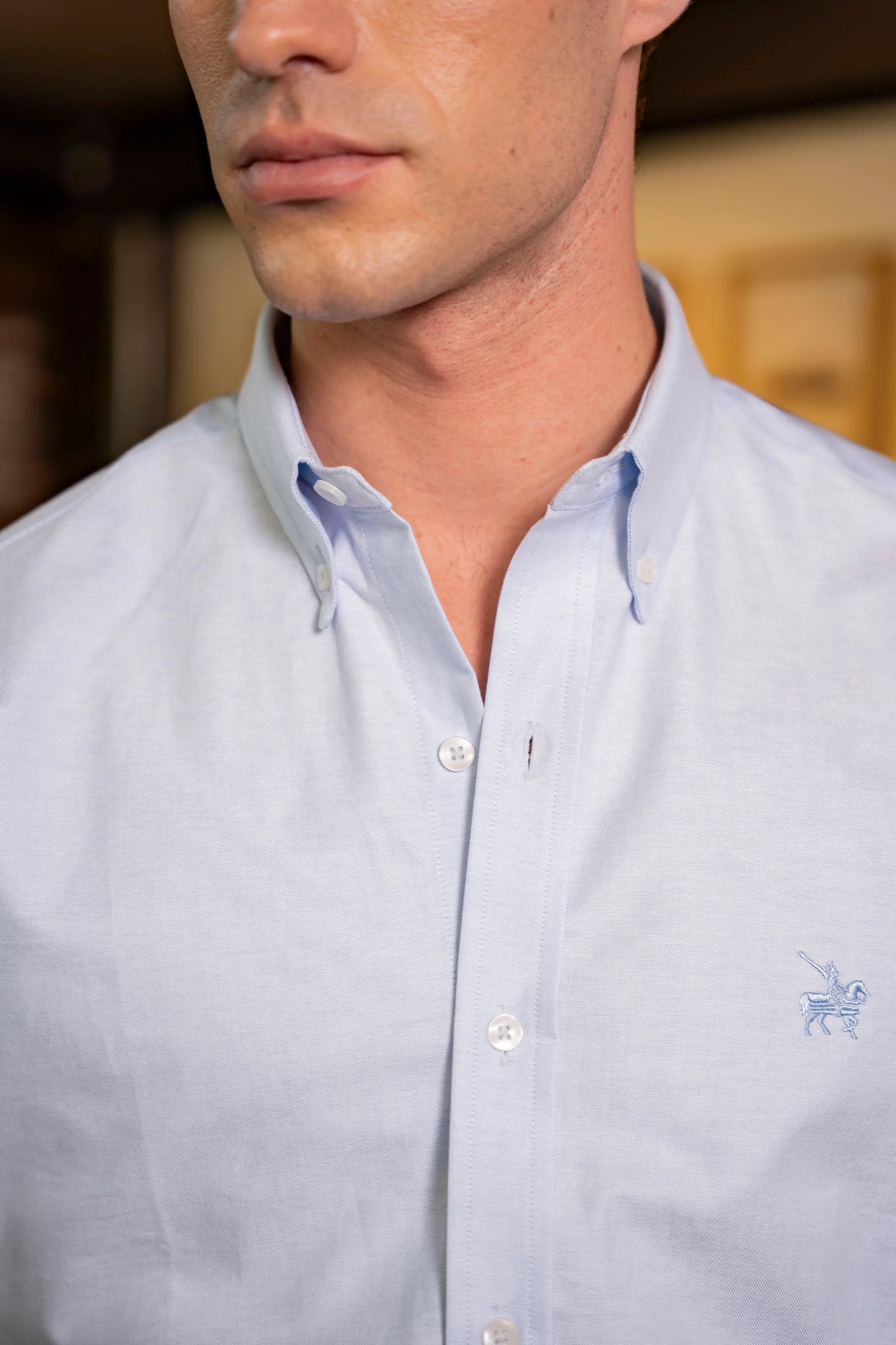 Camisa Oxford Pima Hombre Azul Claro