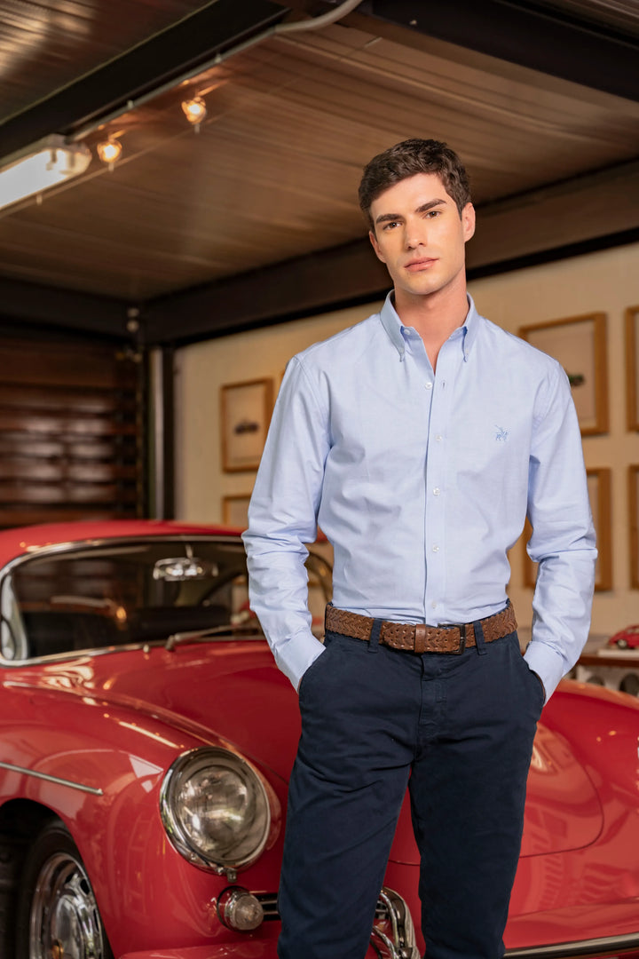 Camisa Oxford Pima Hombre Azul Claro