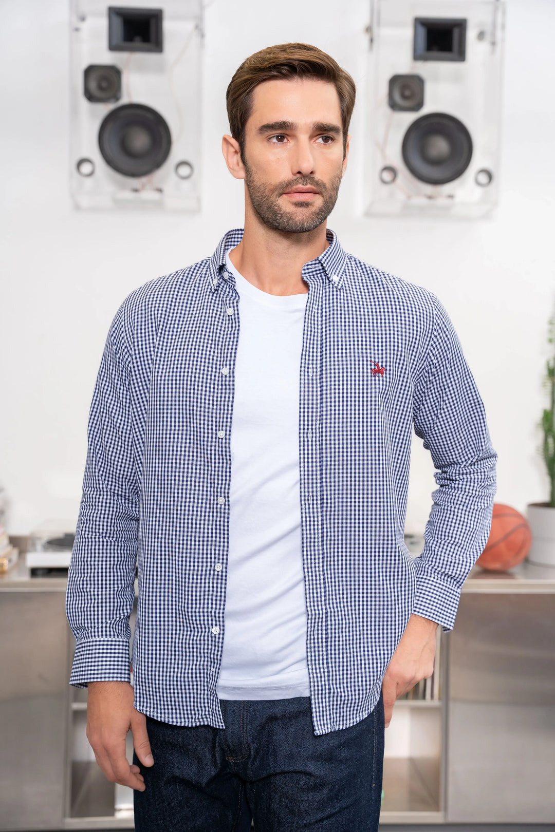 Camisa para hombre Armatura diseño de cuadros color azul oscuro