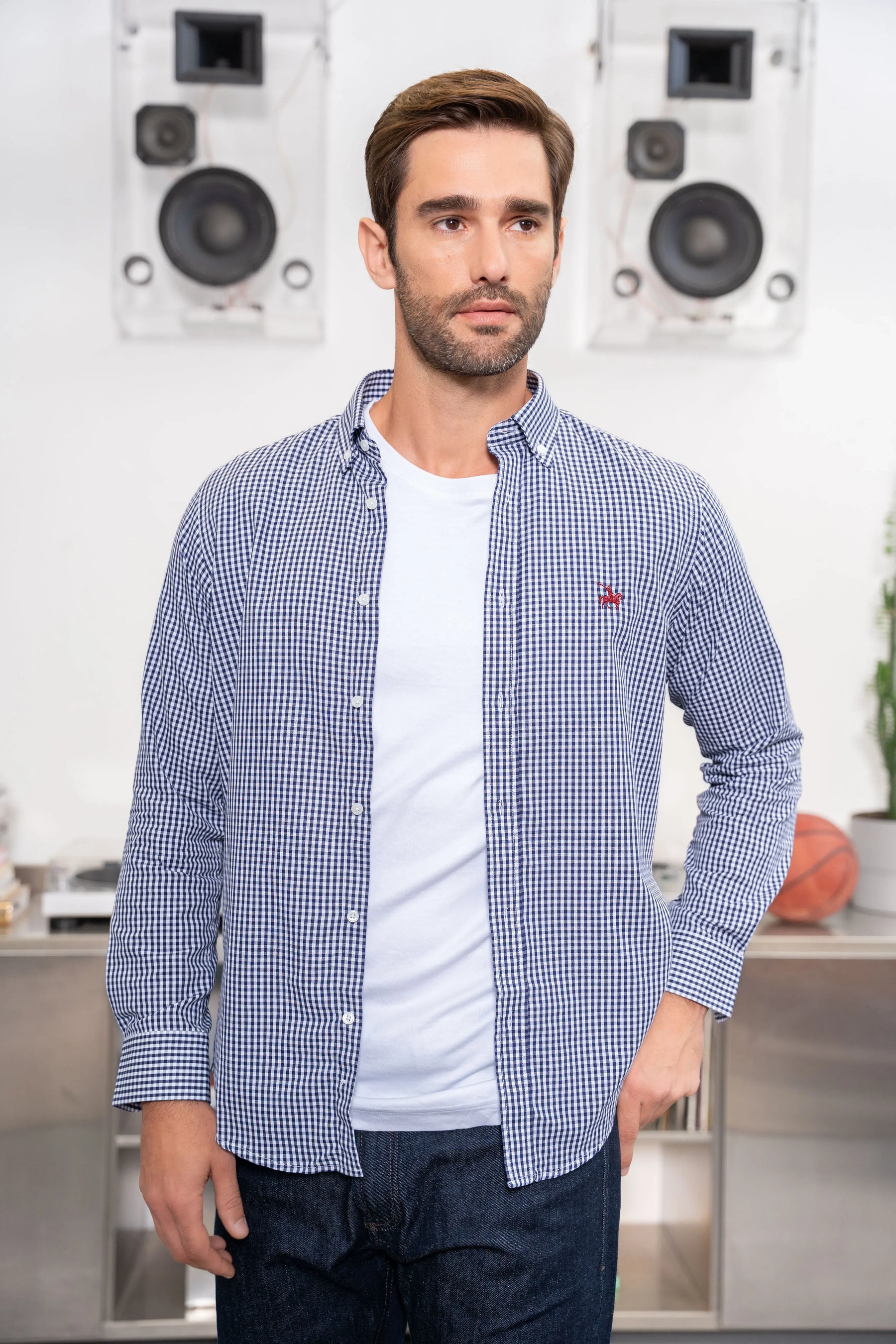 Camisa para hombre Armatura diseño de cuadros color azul oscuro