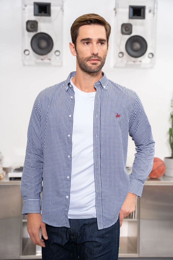 Camisa para hombre Armatura diseño de cuadros color azul oscuro