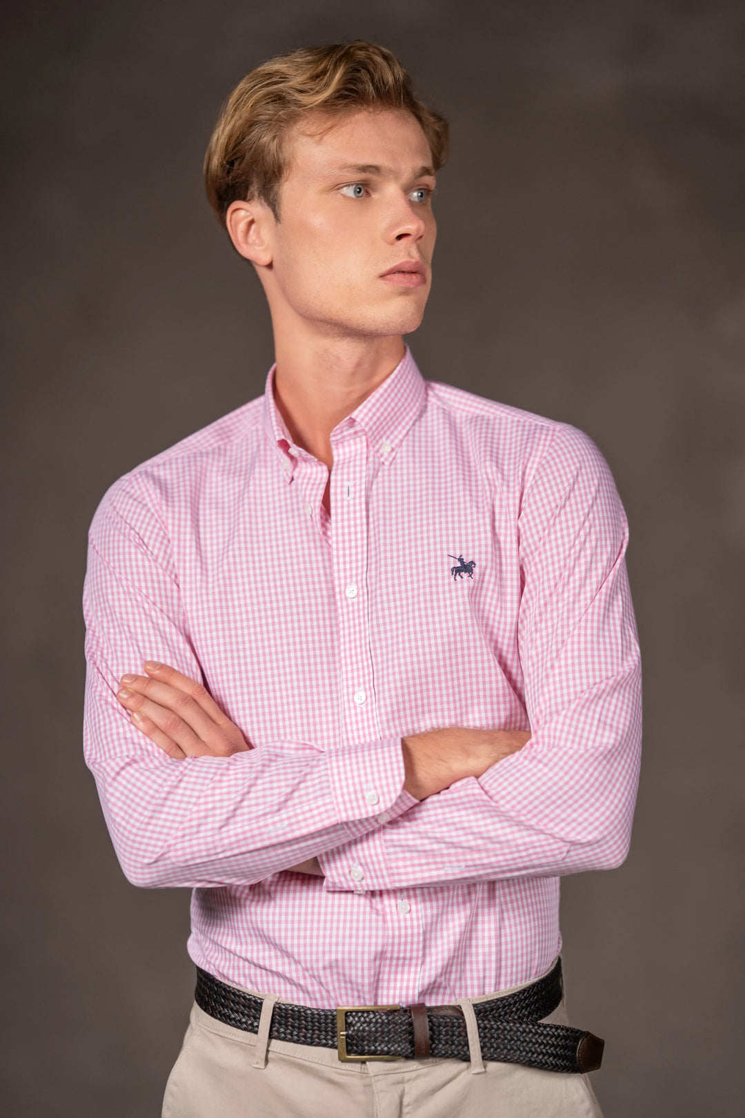 Camisa cuadros Hombre Rosado