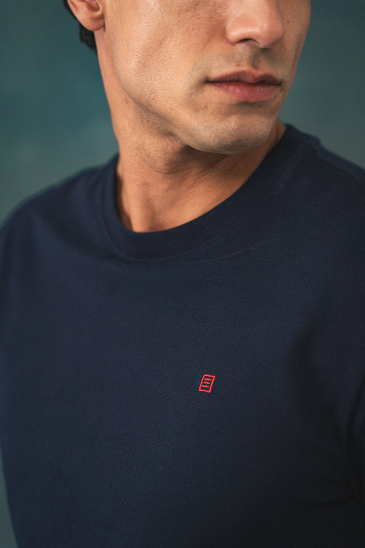 Camiseta Pique Hombre Azul Oscuro