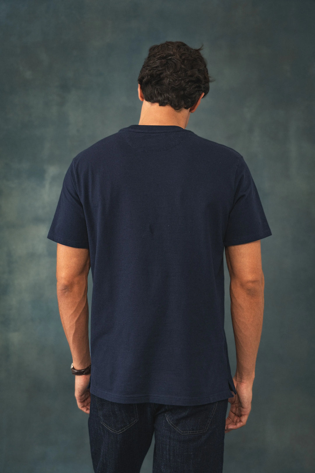 Camiseta Pique Hombre Azul Oscuro
