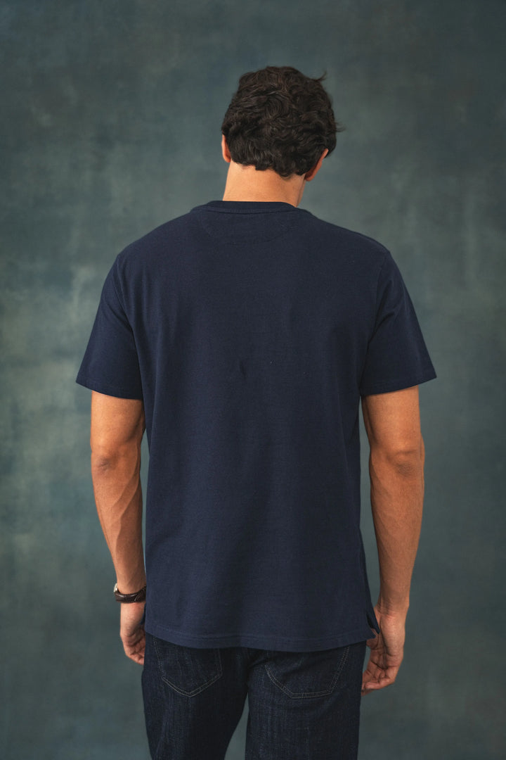 Camiseta Pique Hombre Azul Oscuro