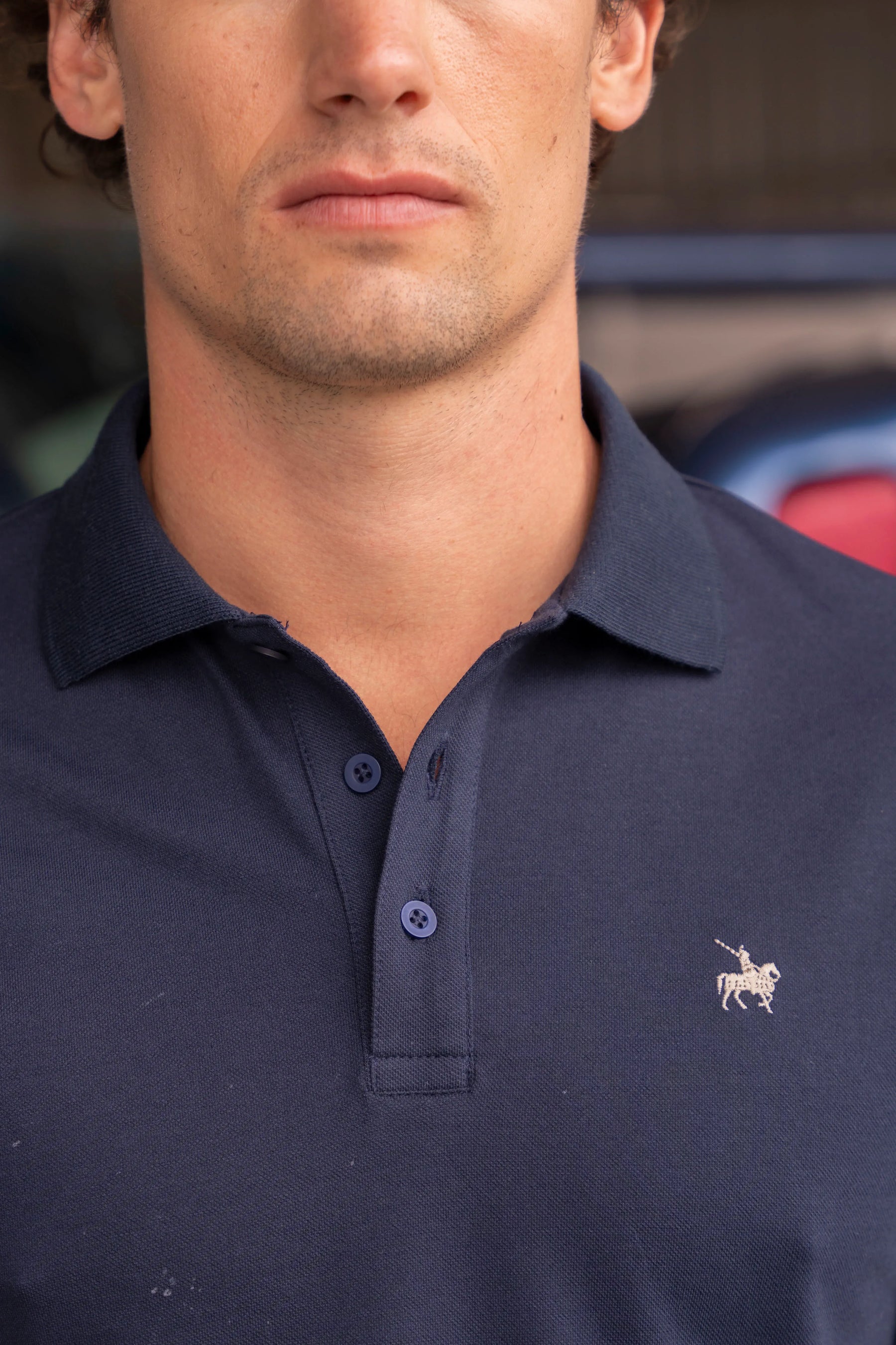 Camiseta Polo Basic Hombre Azul Oscuro