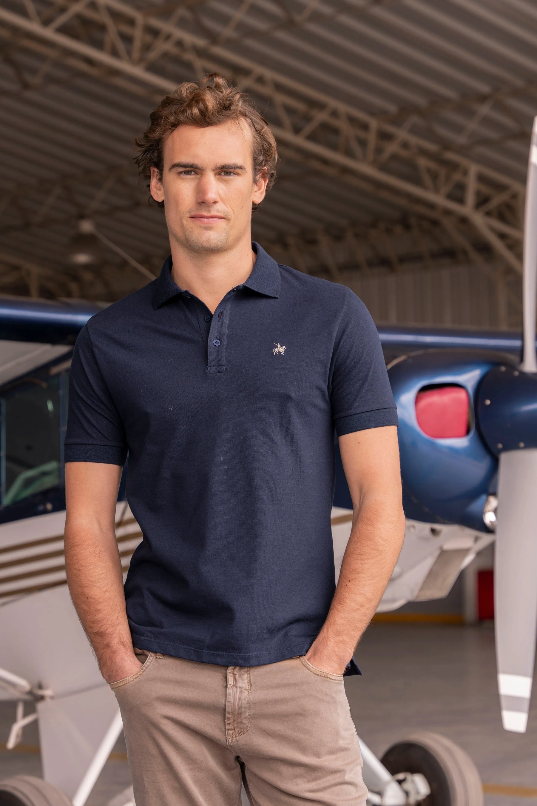 Camiseta Polo Basic Hombre Azul Oscuro