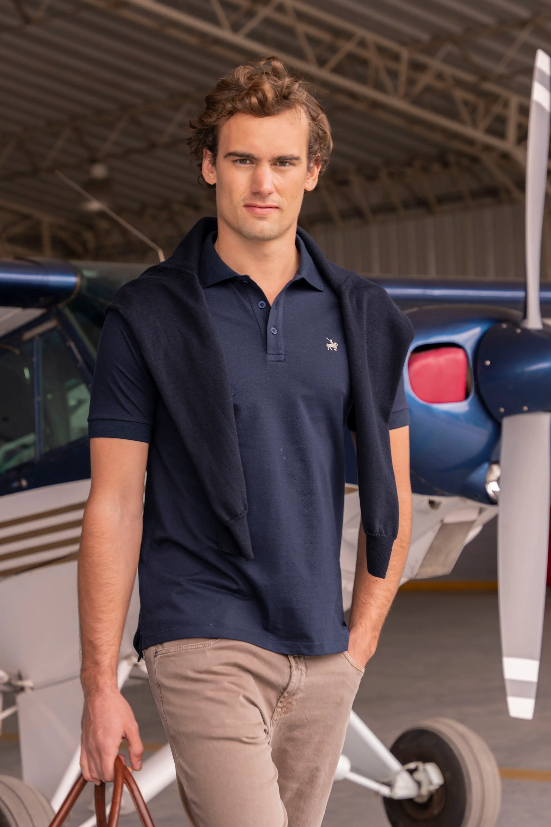 Camiseta Polo Basic Hombre Azul Oscuro