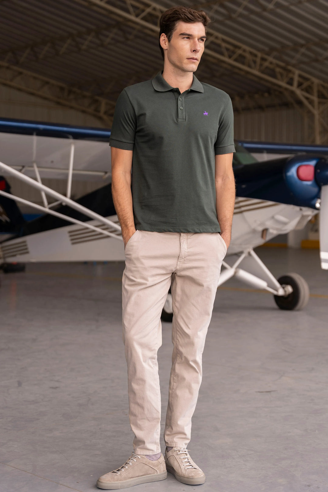 Camiseta Polo Basic Hombre Verde Militar