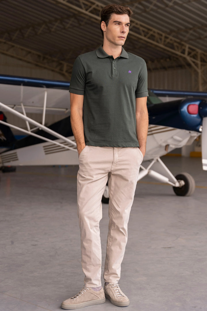 Camiseta Polo Basic Hombre Verde Militar