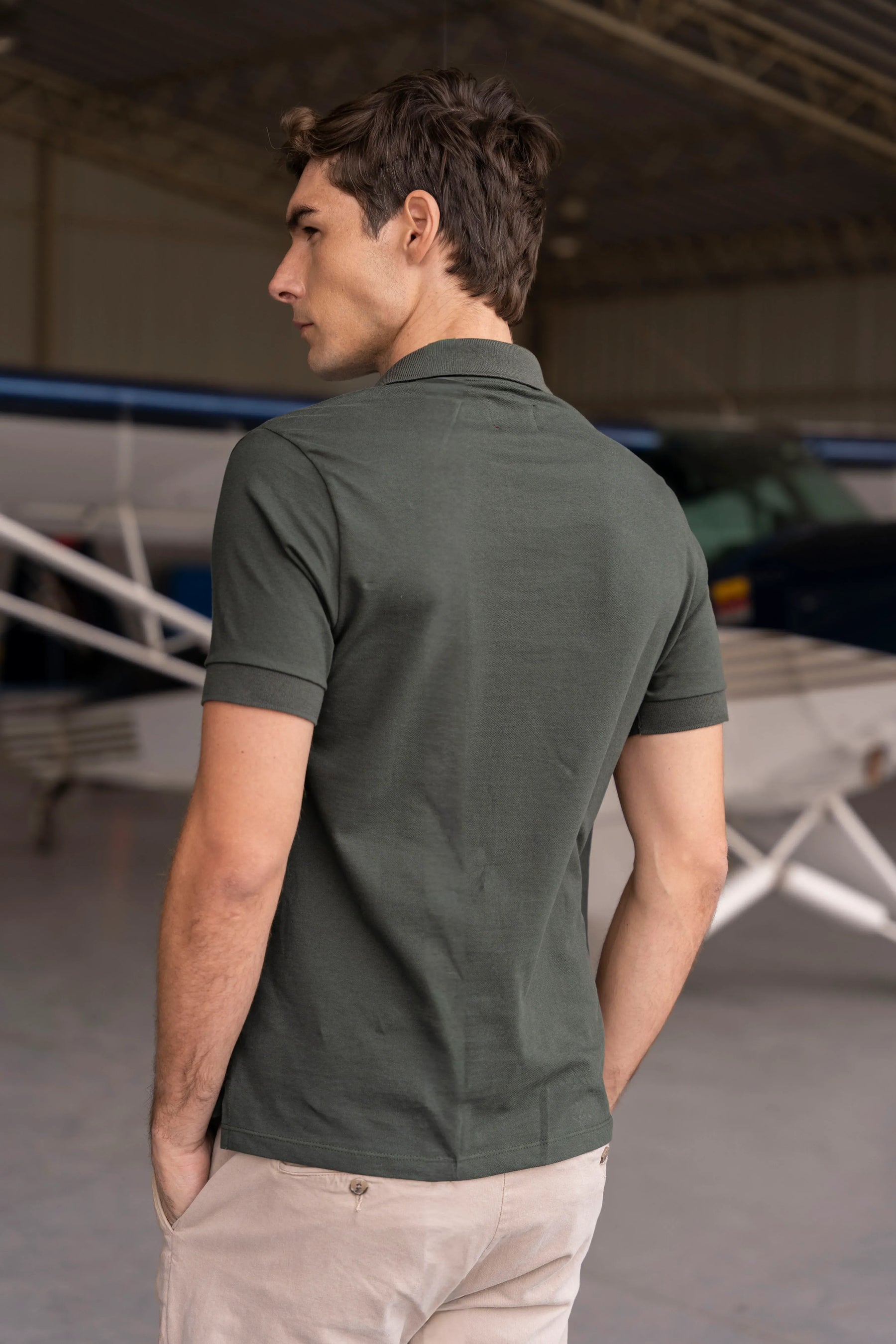 Camiseta Polo Basic Hombre Verde Militar