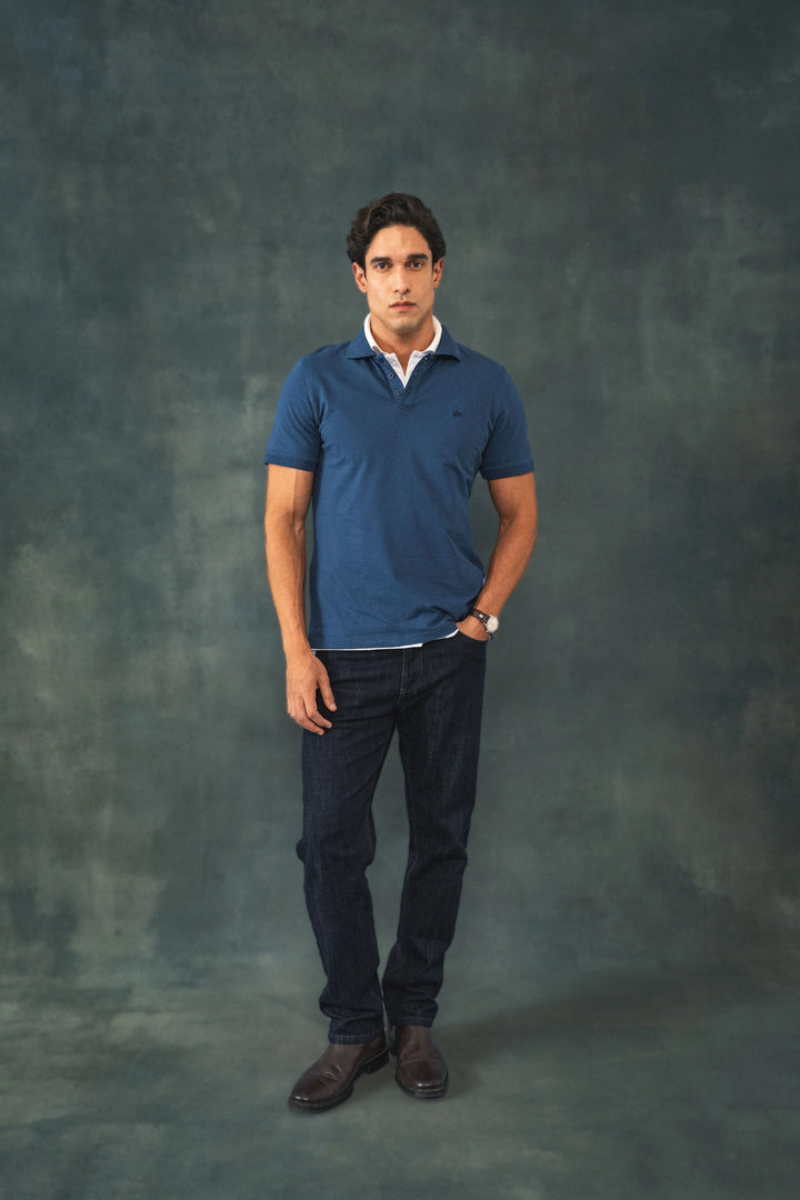 Camiseta Polo Elemental Hombre Azul Cobalto