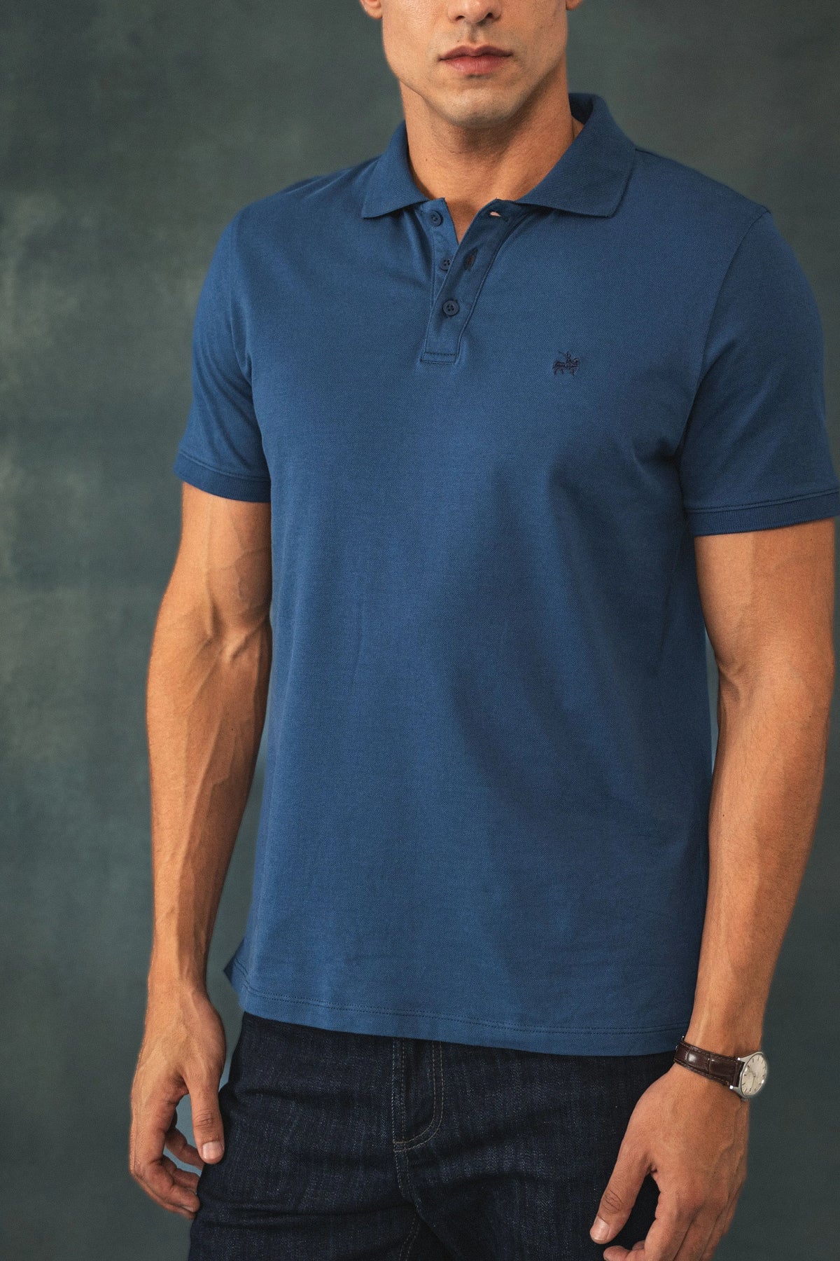 Camiseta Polo Elemental Hombre Azul Cobalto