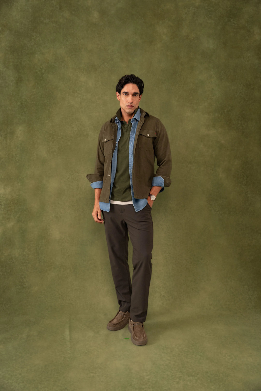 Camiseta Polo Elemental Hombre Verde Militar