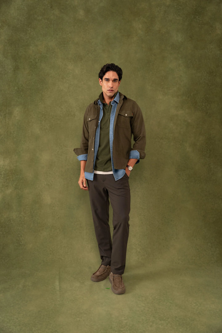 Camiseta Polo Elemental Hombre Verde Militar
