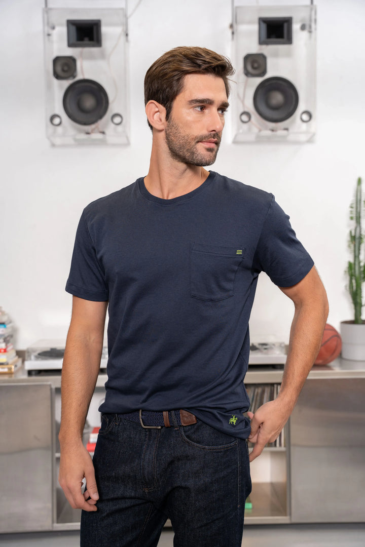 Camiseta Premium Hombre Azul Oscuro