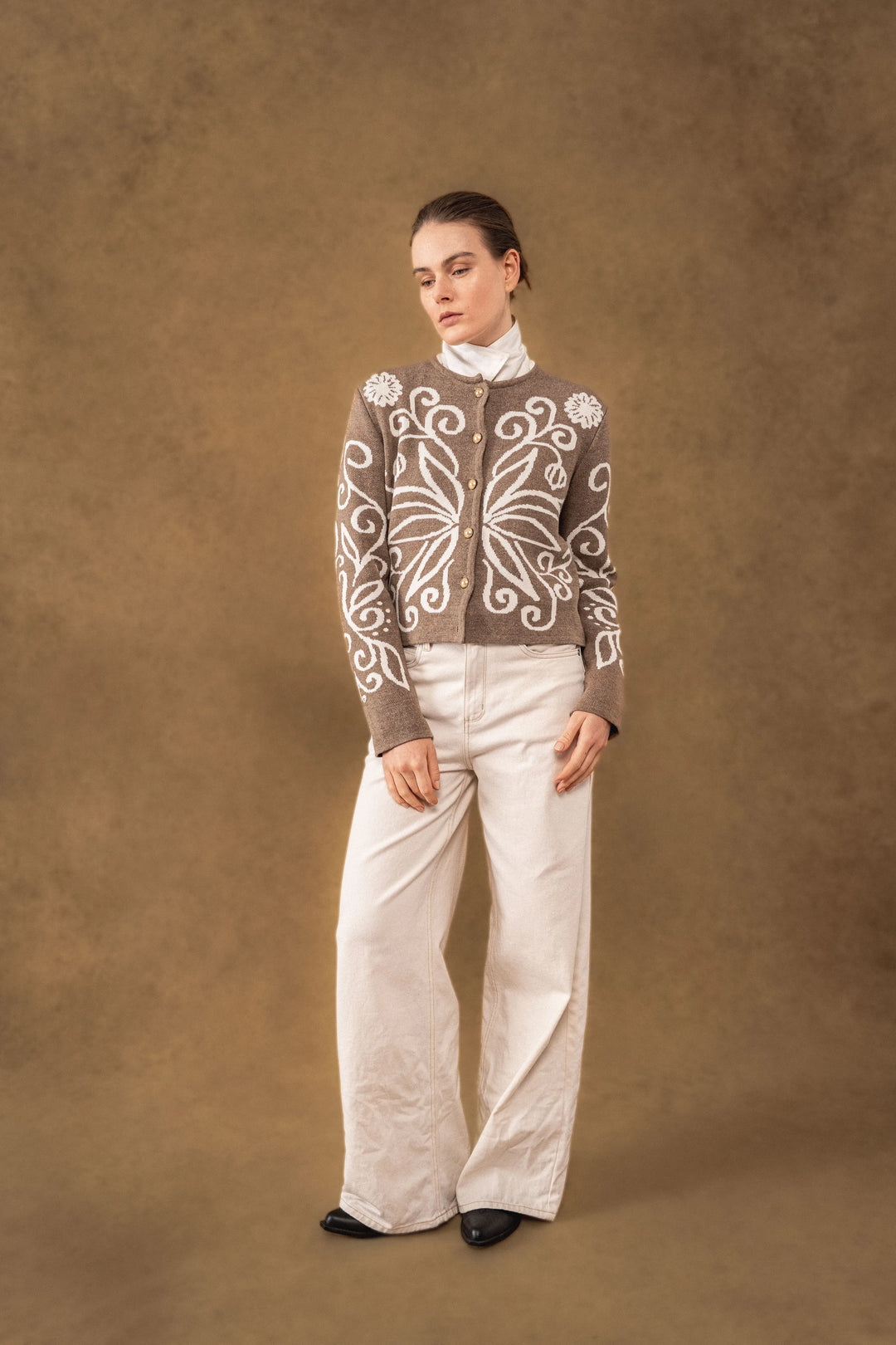 Cardigan Celine Mujer Cafe