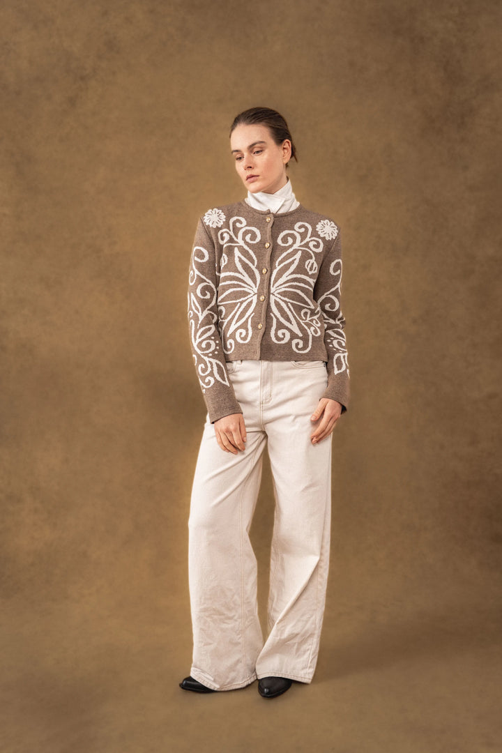 Cardigan Celine Mujer Cafe