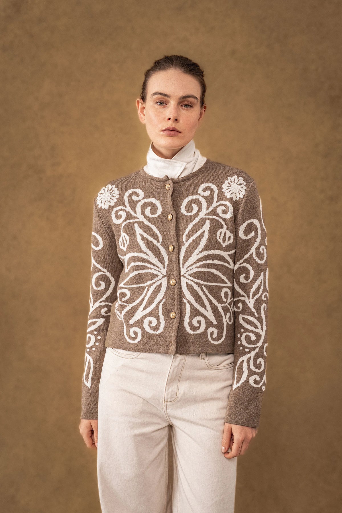 Cardigan Celine Mujer Cafe