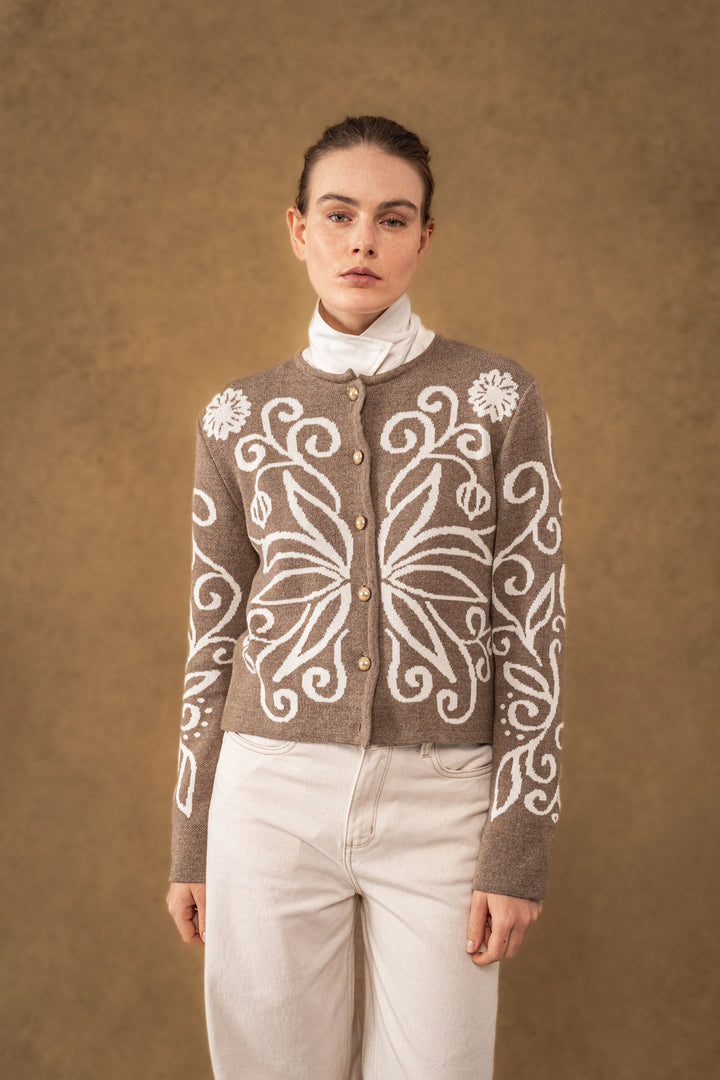 Cardigan Celine Mujer Cafe