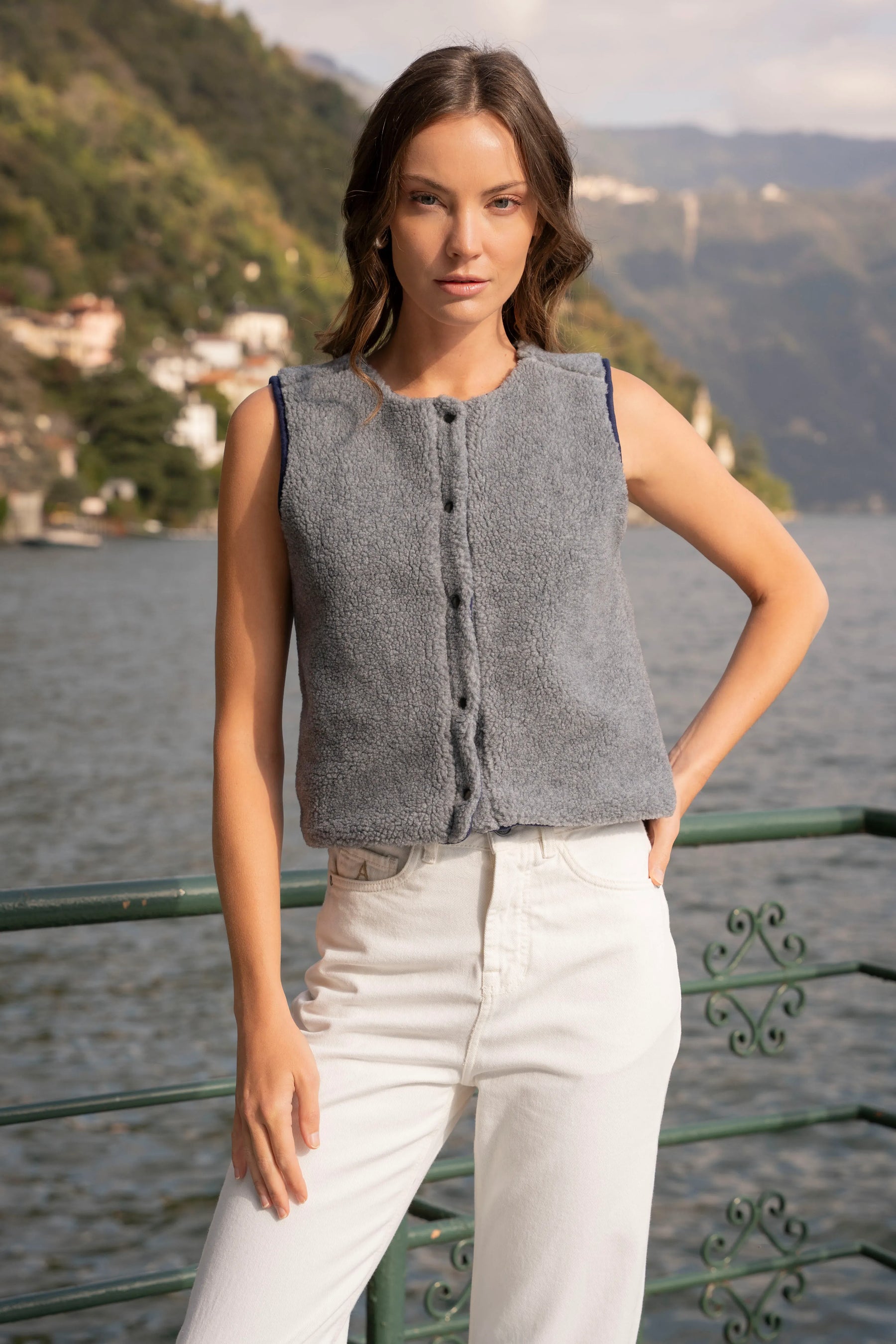 Chaleco Polar Mujer Reversible Gris