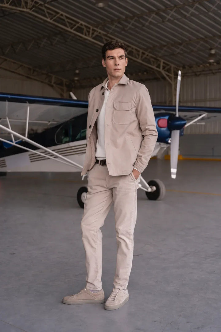 Chaqueta Militar Fleece Hombre Mocca