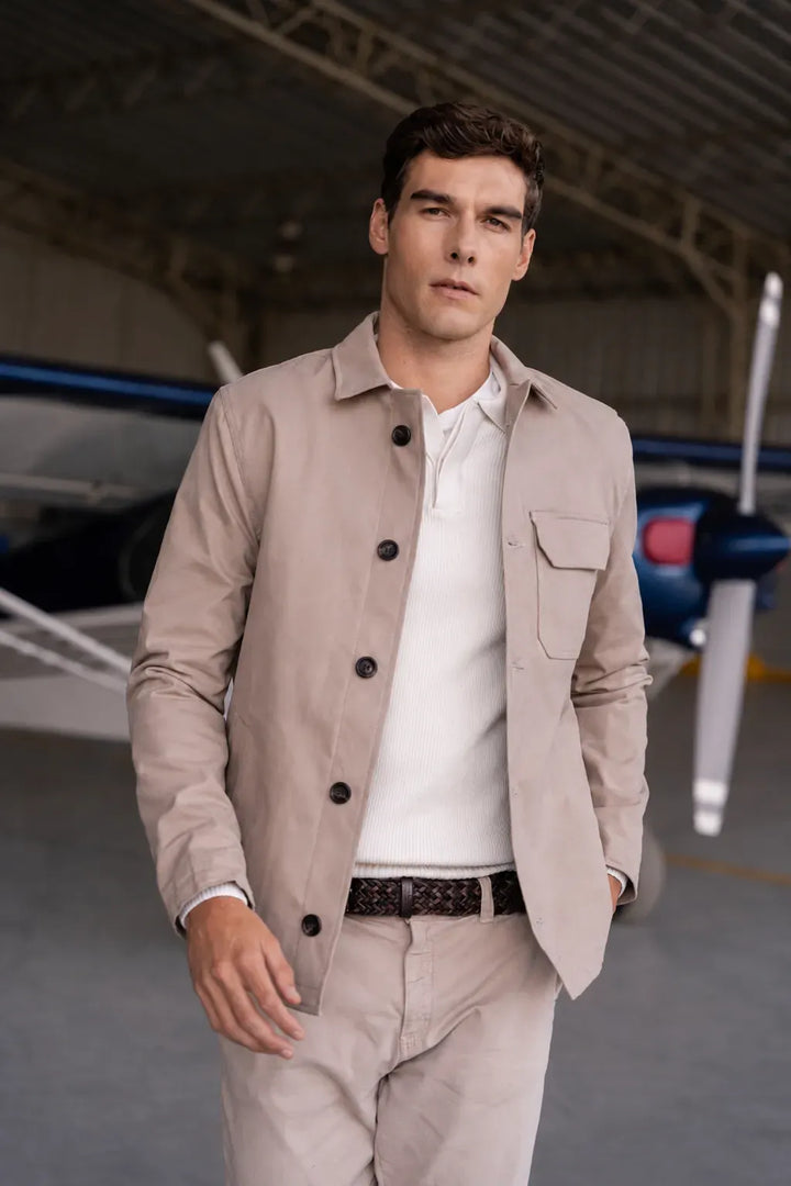 Chaqueta Militar Fleece Hombre Mocca