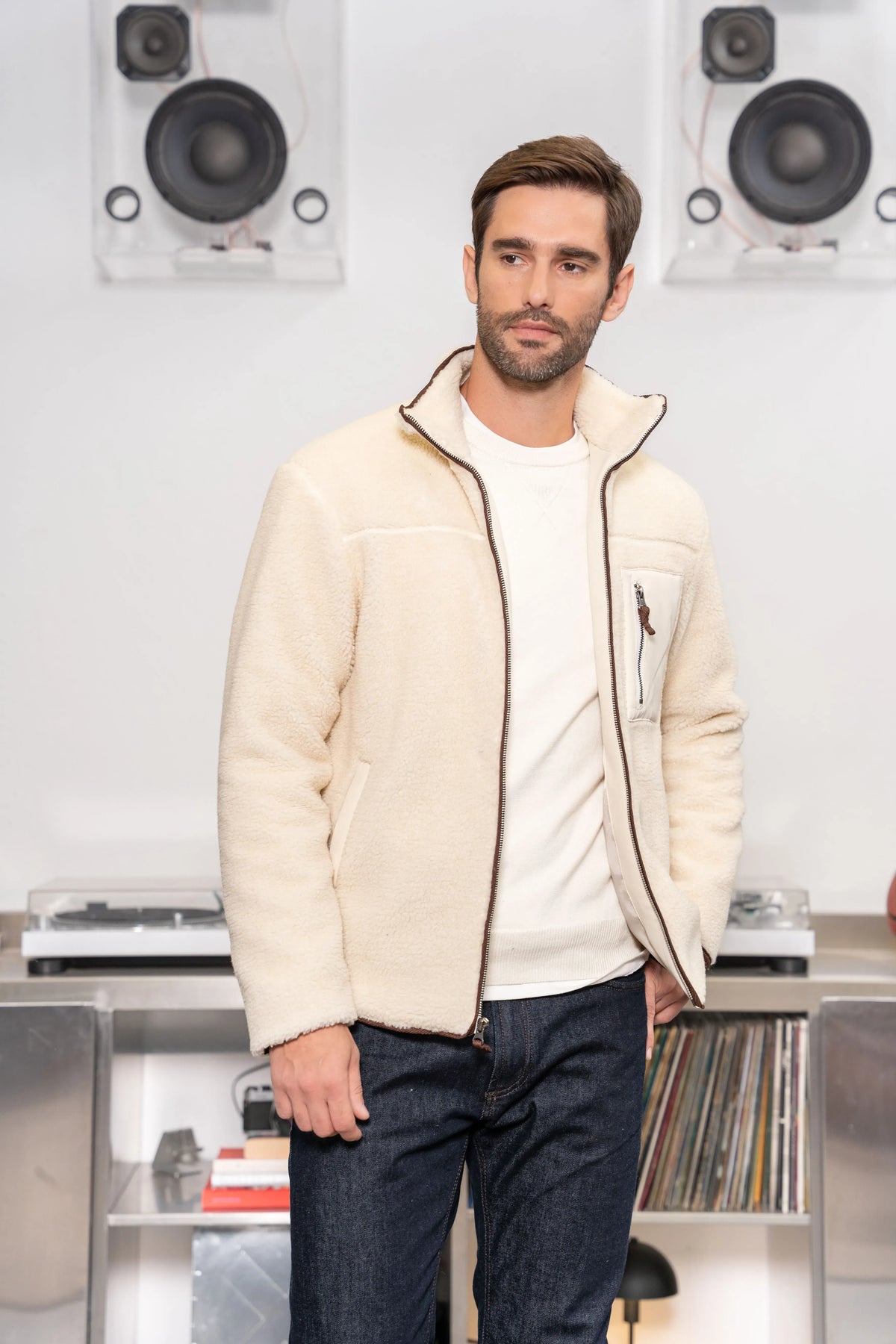 Fullzip Polar Marfil Hombre