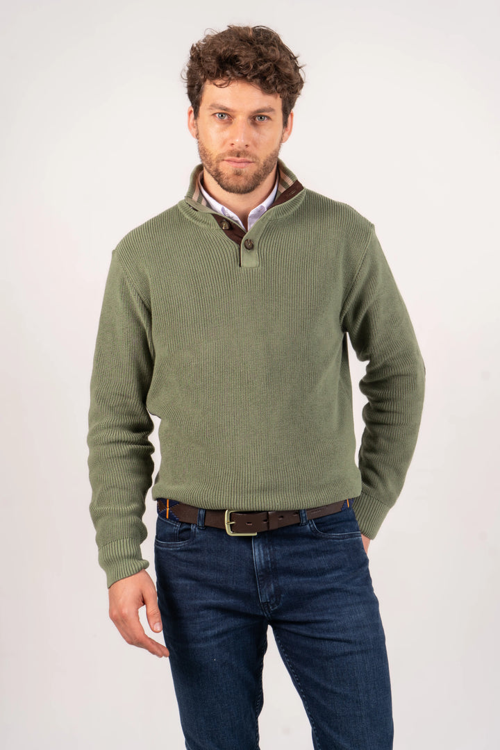 Suéter Half Button Hombre Verde