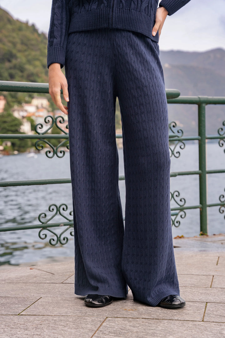 Pantalón Trenzado Mujer Azul Oscuro