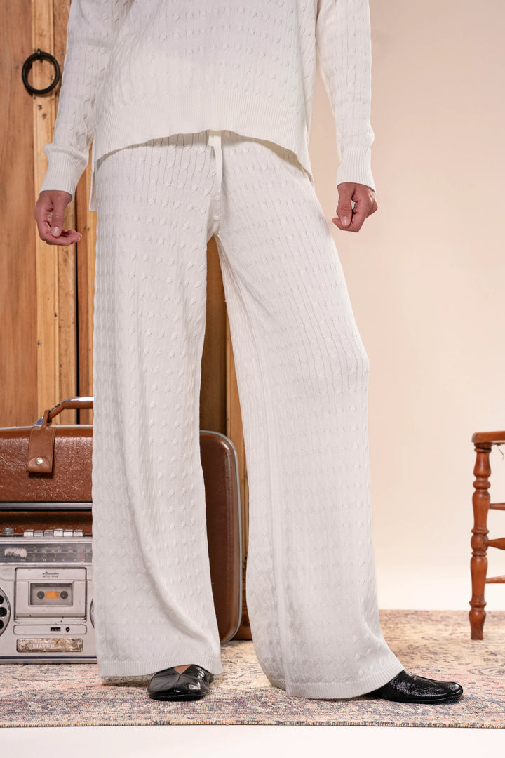 Pantalón Trenzado Mujer Hueso