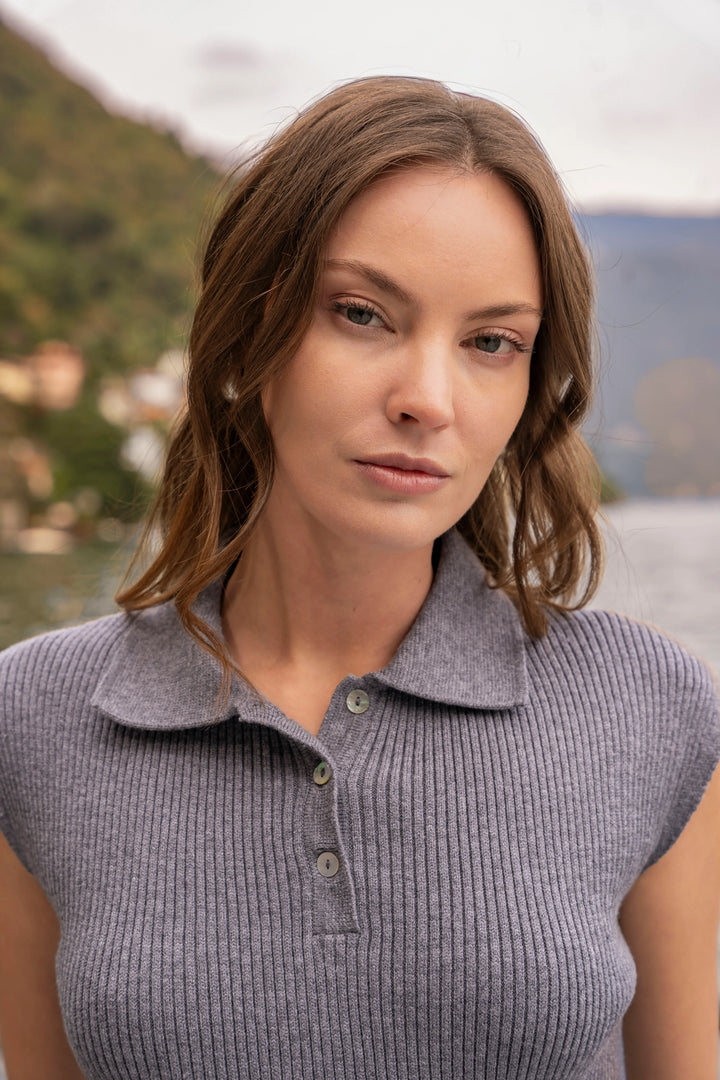 Polo tejida Mujer Gris Oscuro