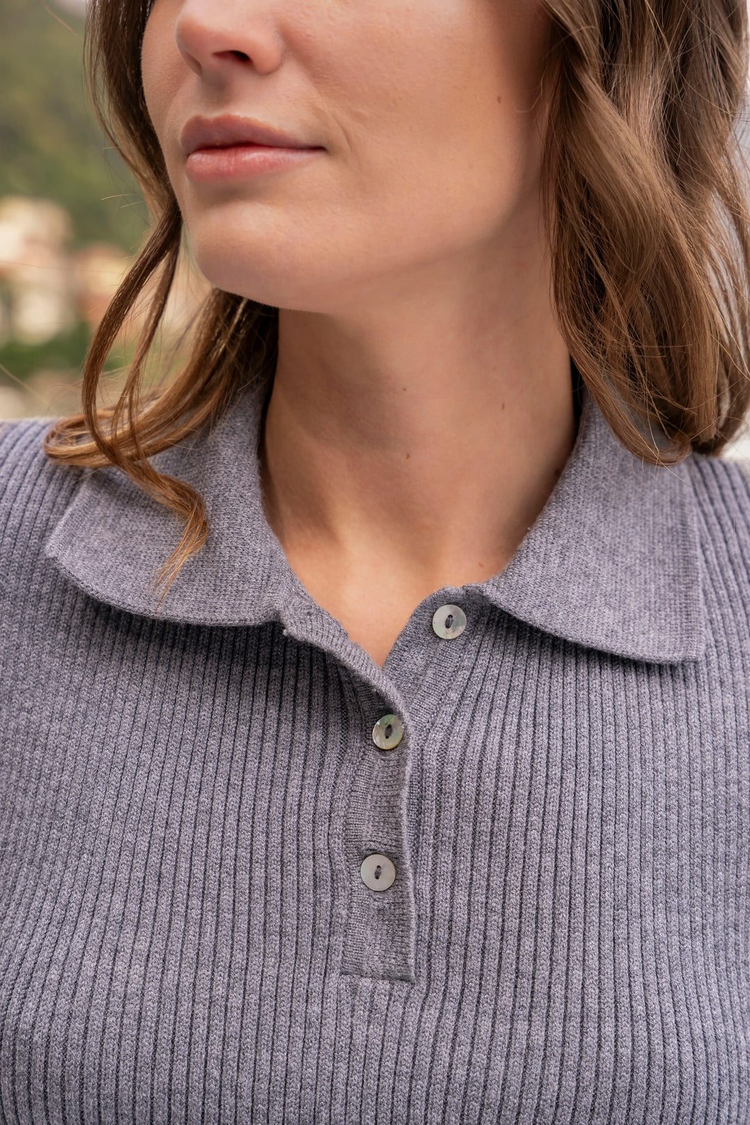 Polo tejida Mujer Gris Oscuro