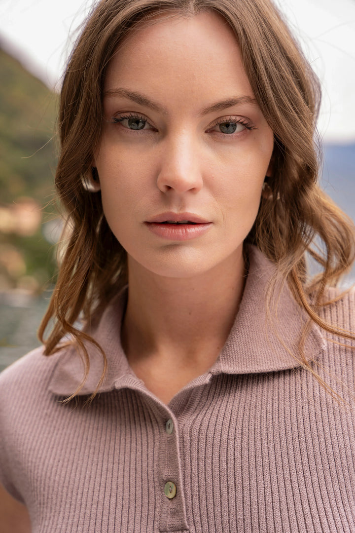 Polo tejida Mujer Moca