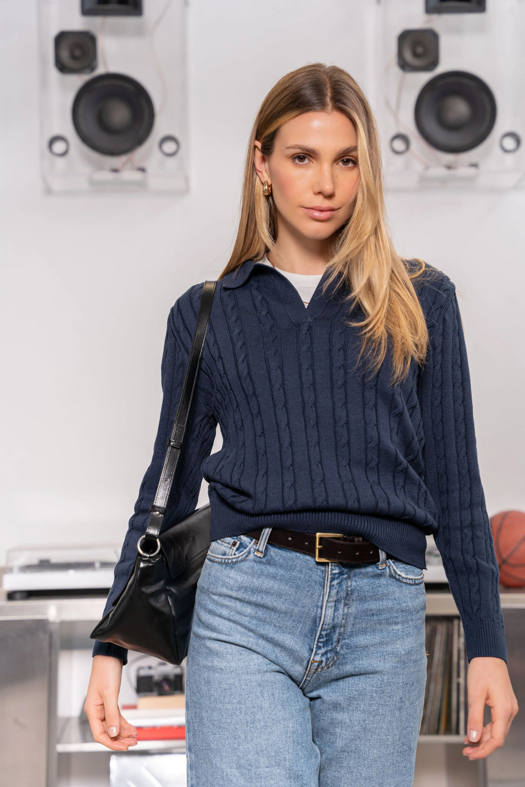 Suéter Polo Mujer Vittoria Azul Oscuro