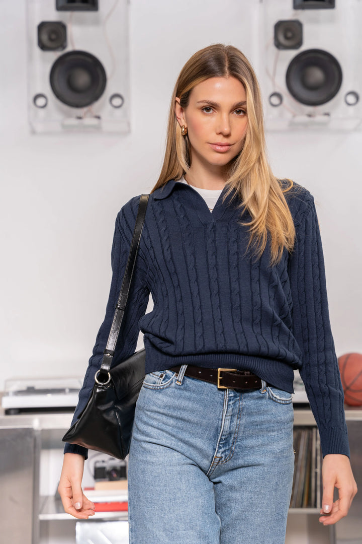 Suéter Polo Mujer Vittoria Azul Oscuro