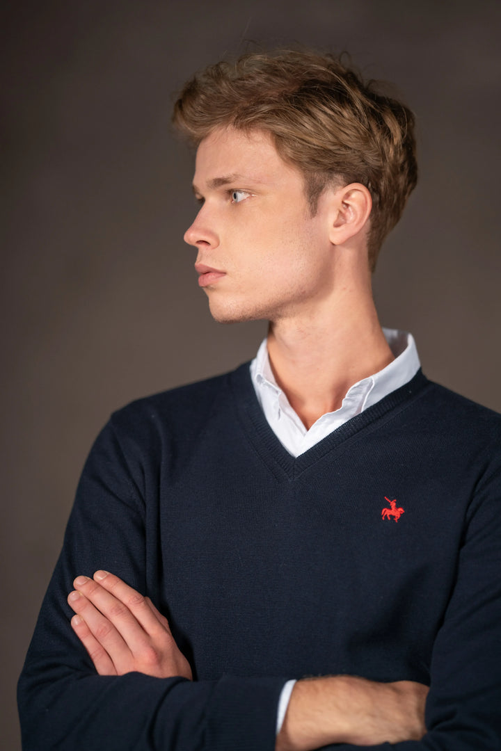 Suéter V neck Hombre Azul Oscuro