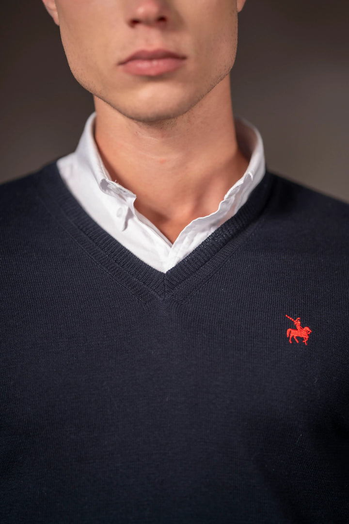 Suéter V neck Hombre Azul Oscuro